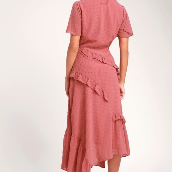 Rusty Rose Swiss Dot Ruffled Mini Dress - Picture 2 of 10